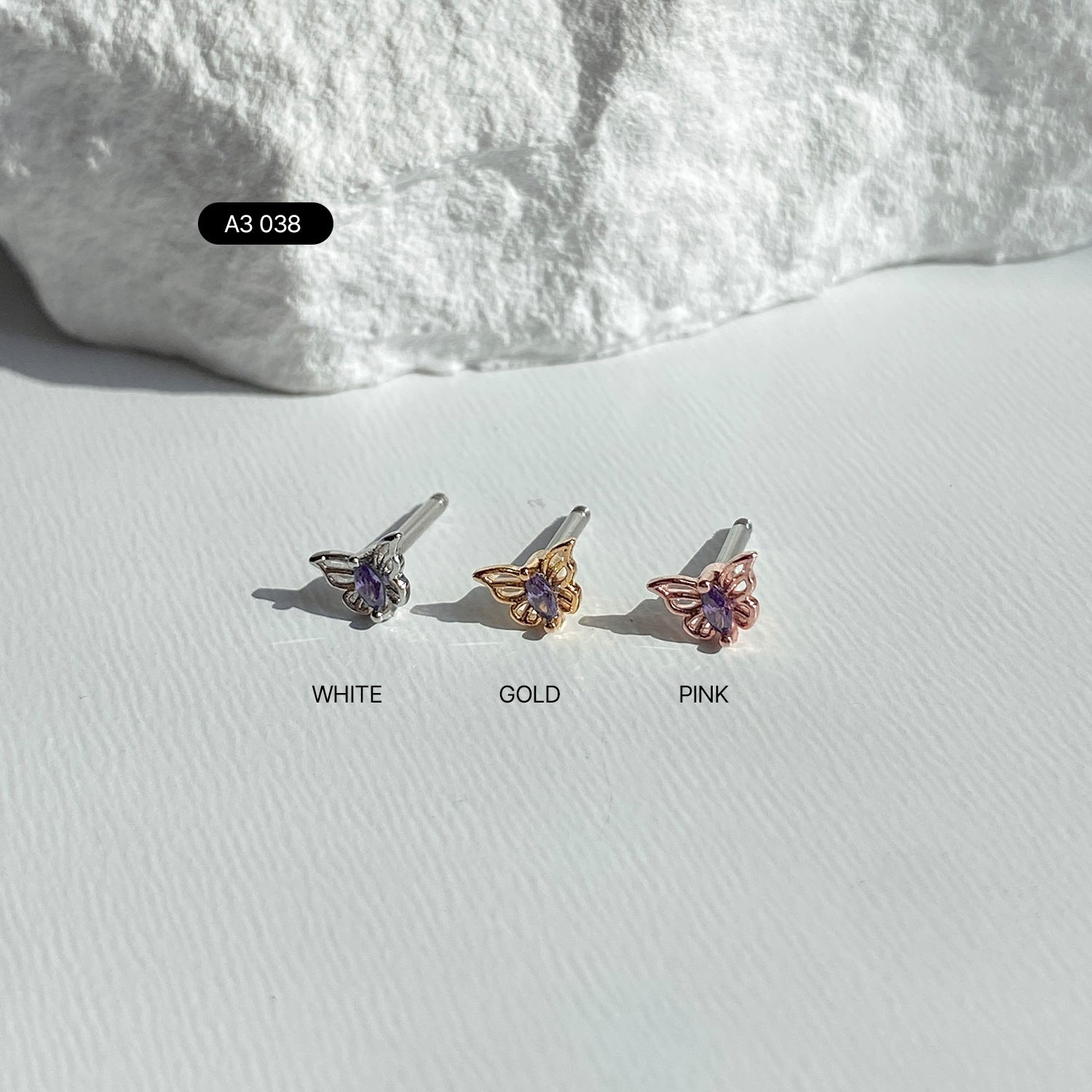 SET-063 オーロラドロップリボンハートナビキュービックピアスセット