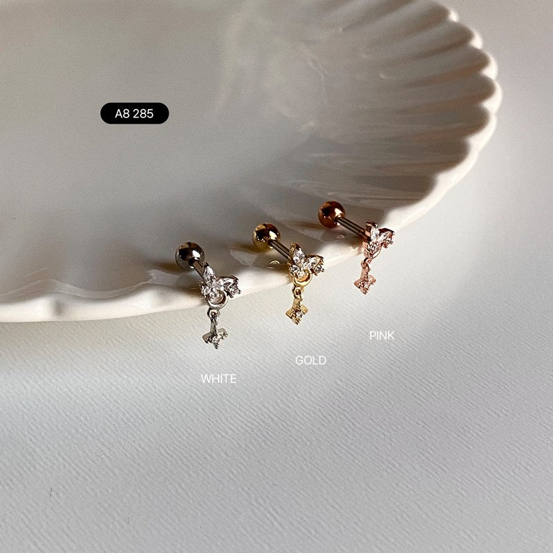 A8 285 キュービック蝶月ドロップピアス