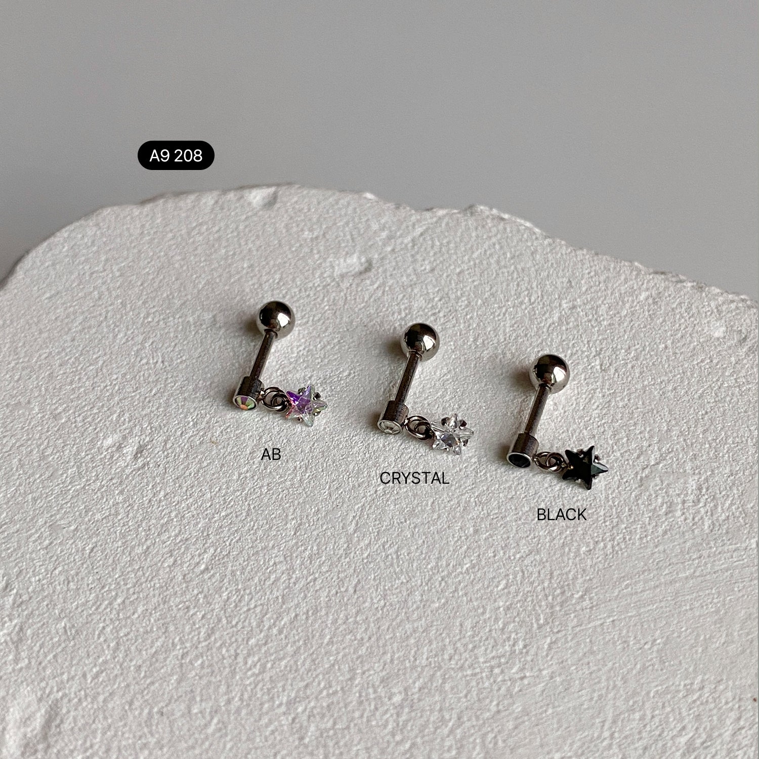 A9 208 サージカルキュービックドロップスターピアス