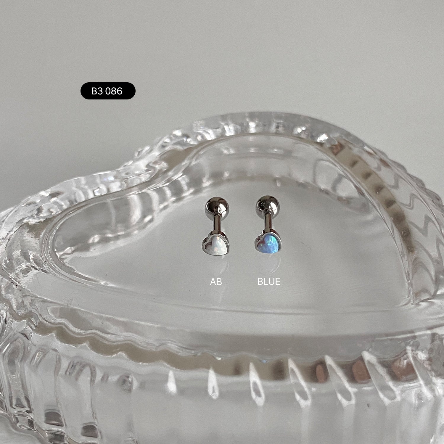 SET-064 クリスタルハートスチリング合成オパールハートピアスセット