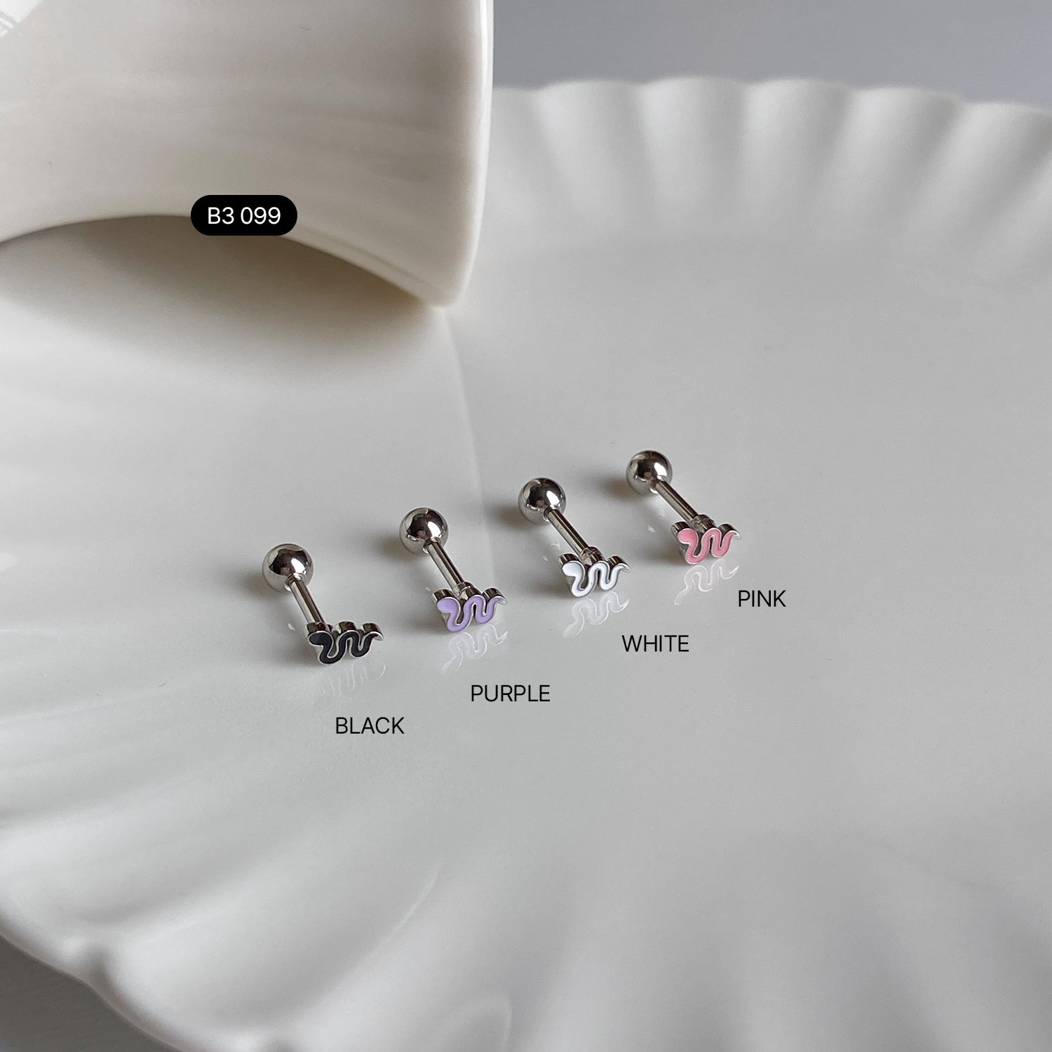 SET-016 キュービックドロップハートウィングスチールボアヘビハートピアスセット