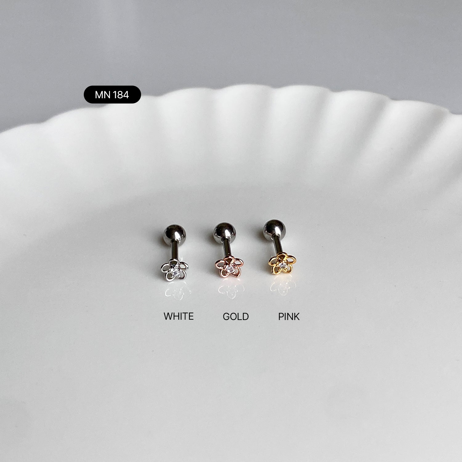 SET-020 ワンリボンアンティーク蝶フラワーキュービックピアスセット