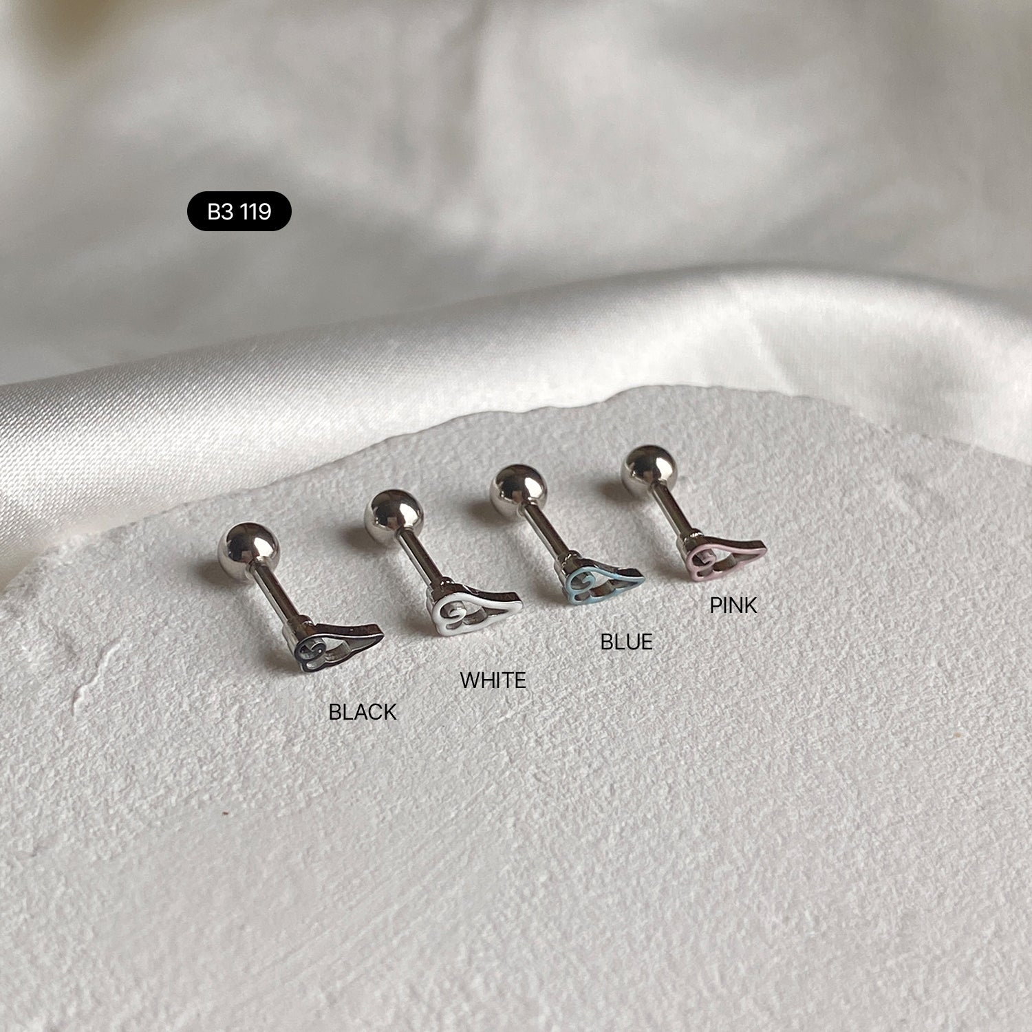 SET-014 ラインエンジェルハートブルーキュービックピアスセット