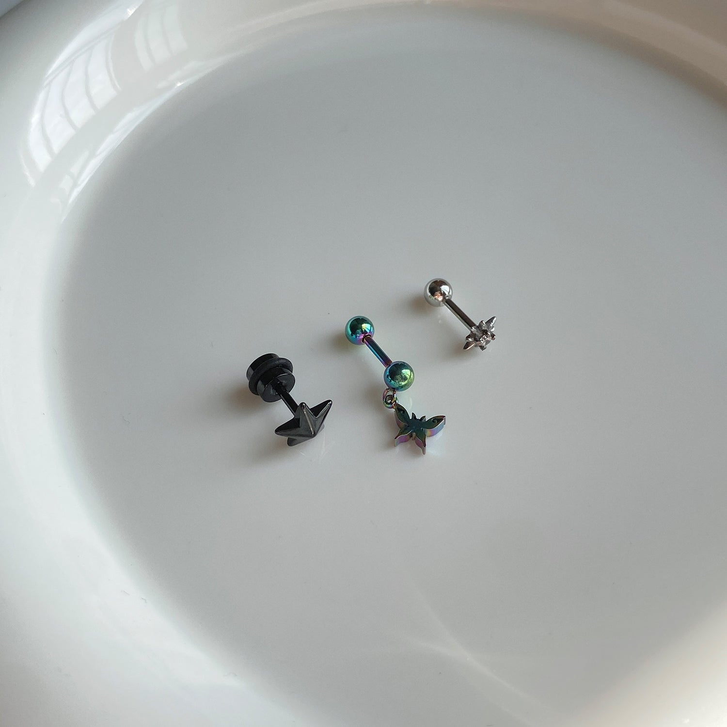 SET-057 ブラックスターオーロラ蝶ドロップピアスセット