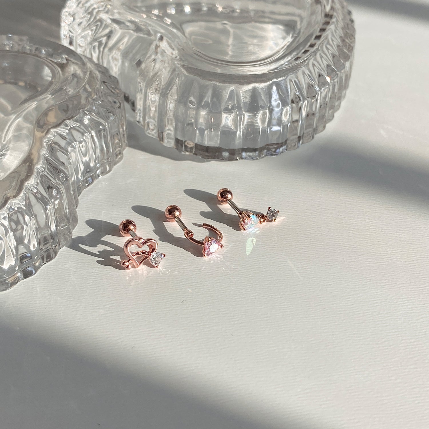 SET-075 ラインクロスドロップハートピアスセット