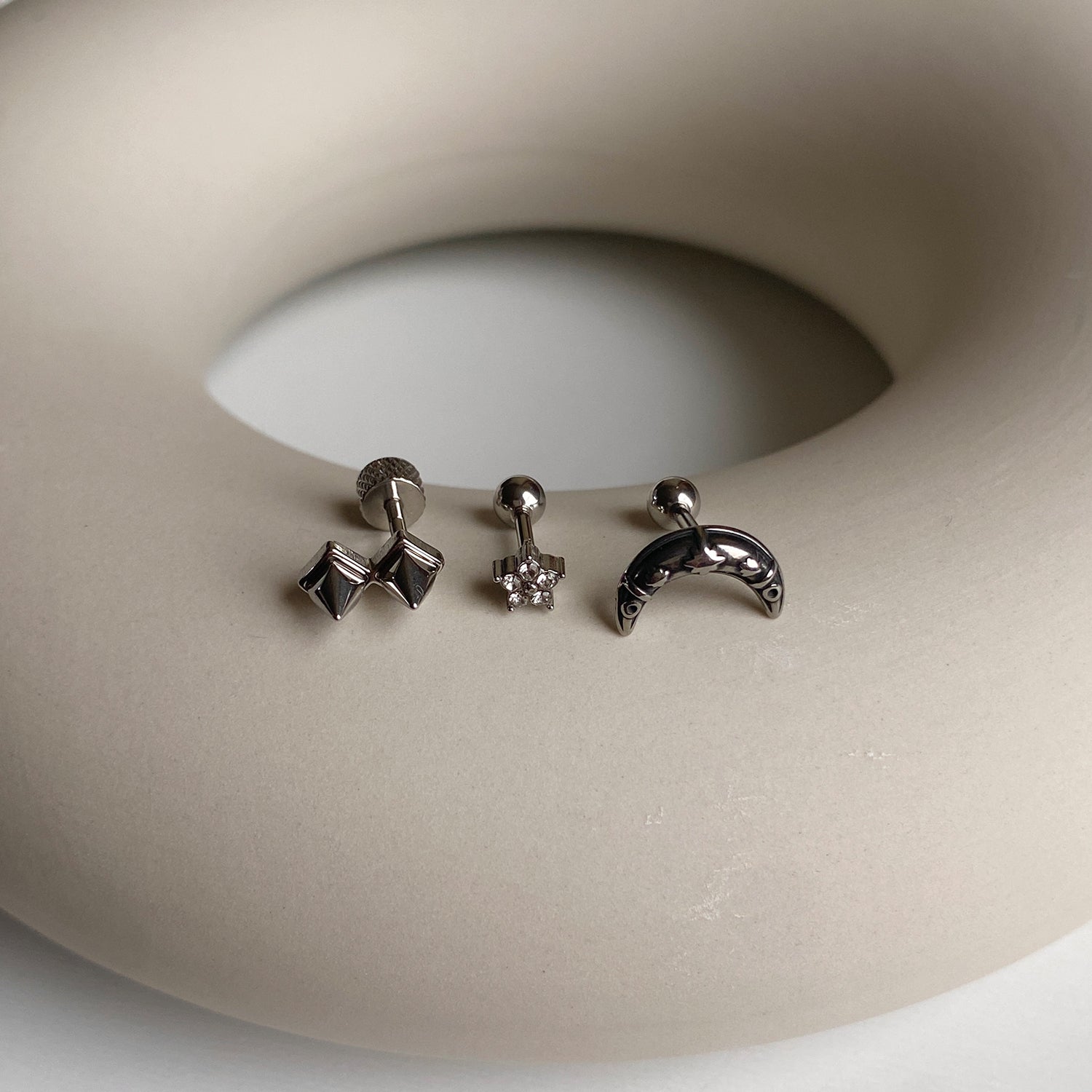 SET-010 サージカルエンティックキュービックミニムーンスターピアスセット