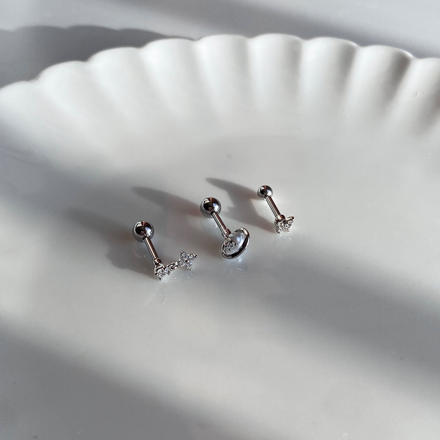 SET-035 ミニキュービックアクリル真珠コーディネートピアスセット