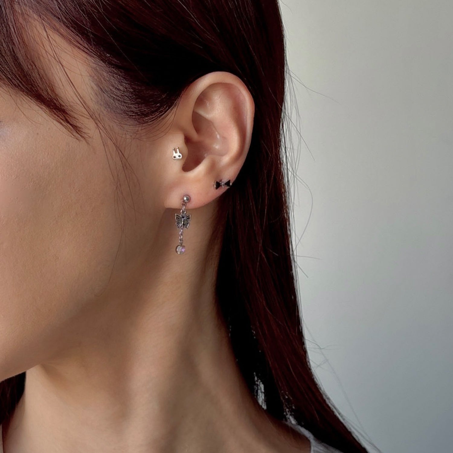 SET-093 蝶ドロップキュービックアニマルリボンピアスセット