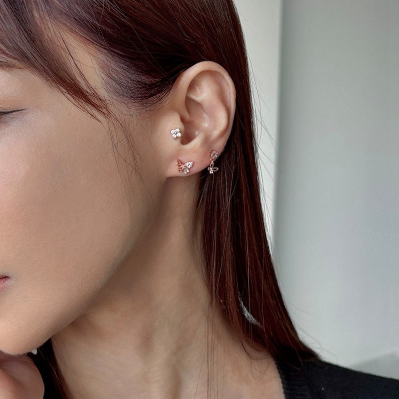 SET-071 キュービック 花 蝶 ドロップ ピアスセット