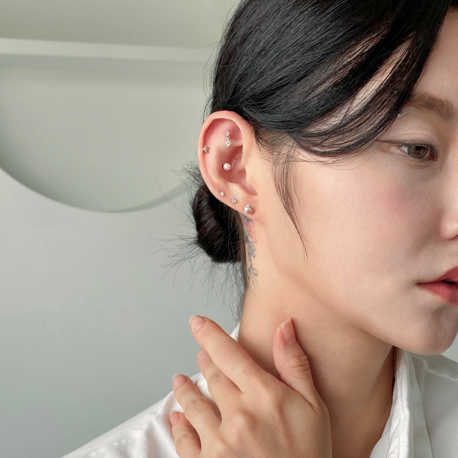 SET-035 ミニキュービックアクリル真珠コーディネートピアスセット