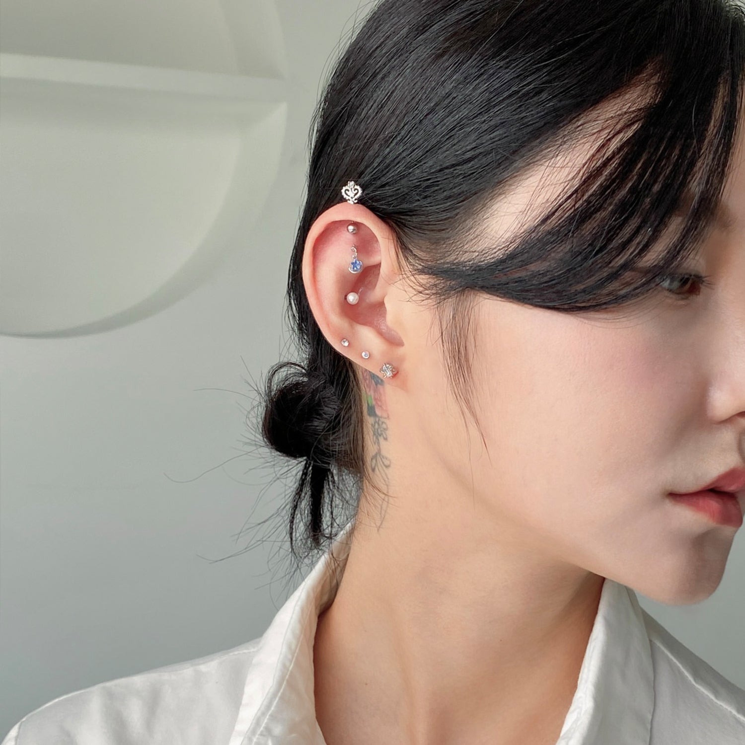 SET-032 ガラガラブルースターハートクラウンピアスセット