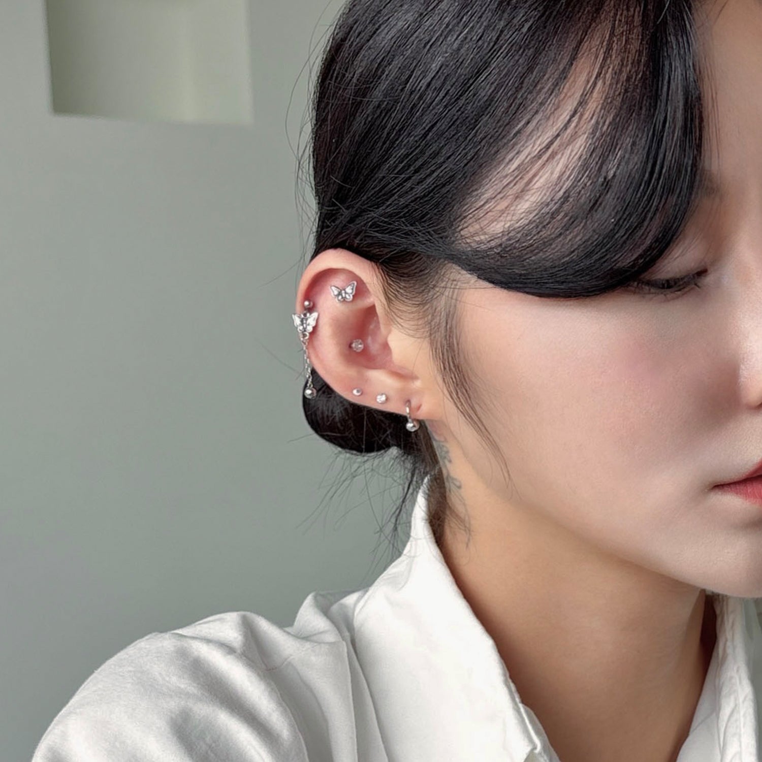 SET-083 ドロップエンティック蝶シグメントリングピアスセット