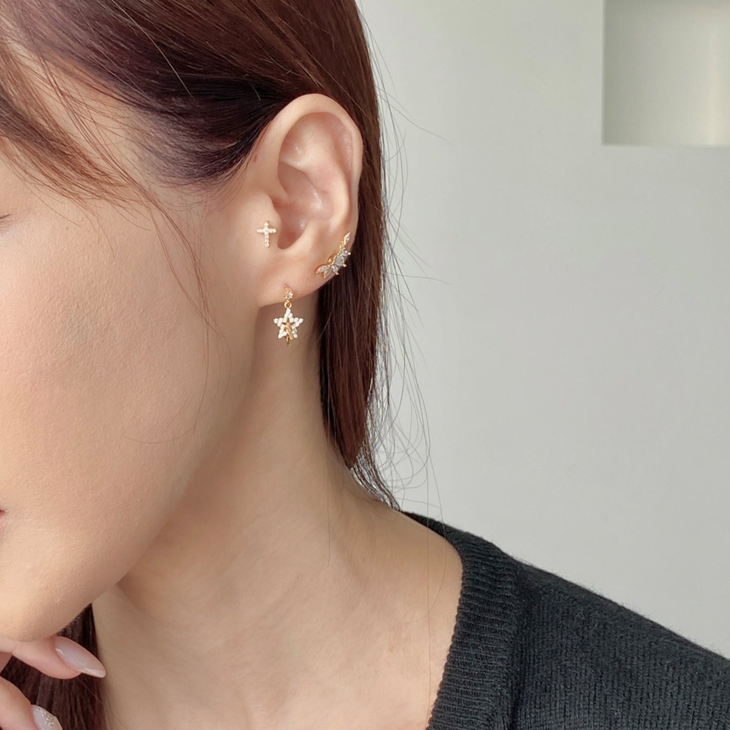 SET-052 キュービックドロップクロスピアスセット