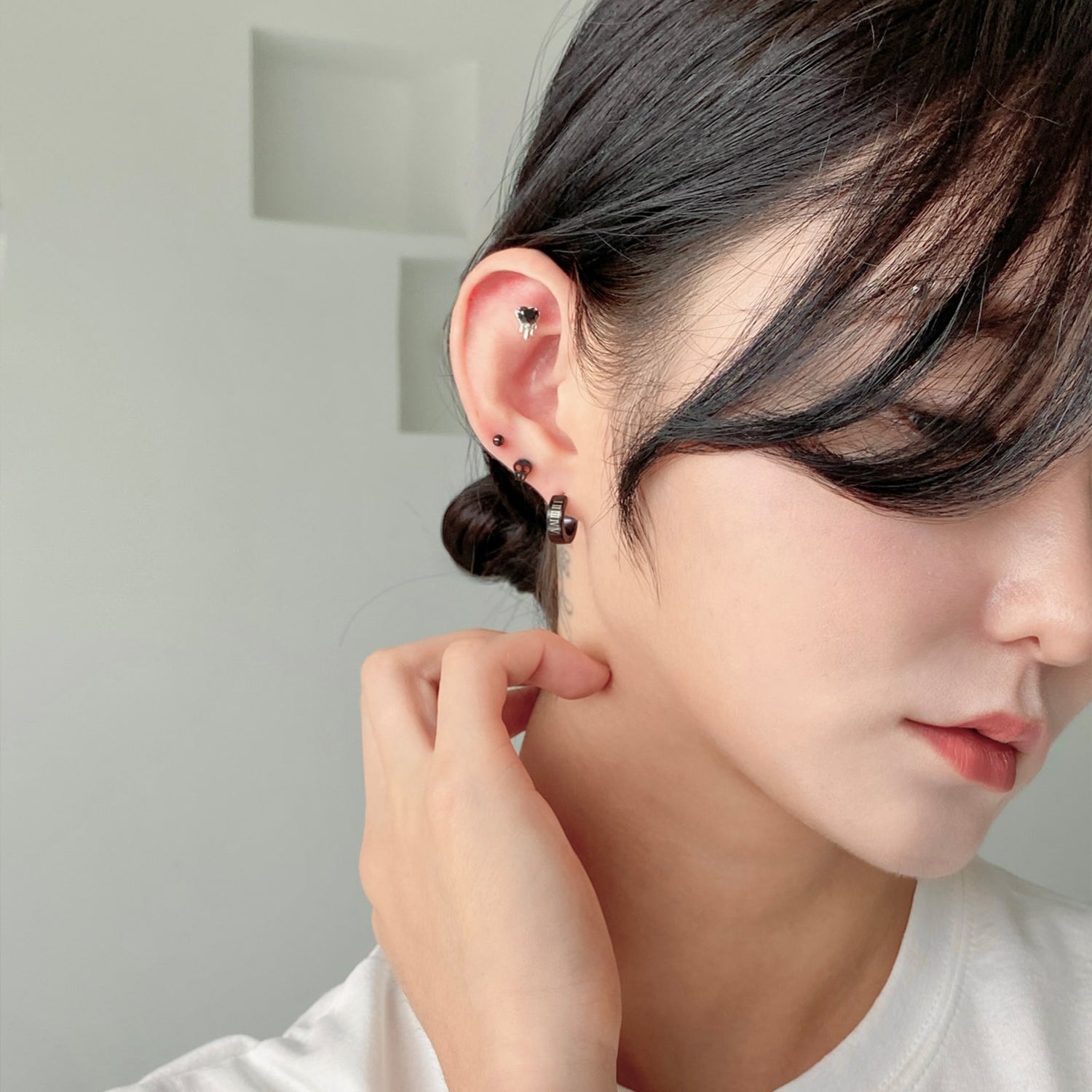 SET-013 ポイズンストーンハートワンタッチリングピアスセット