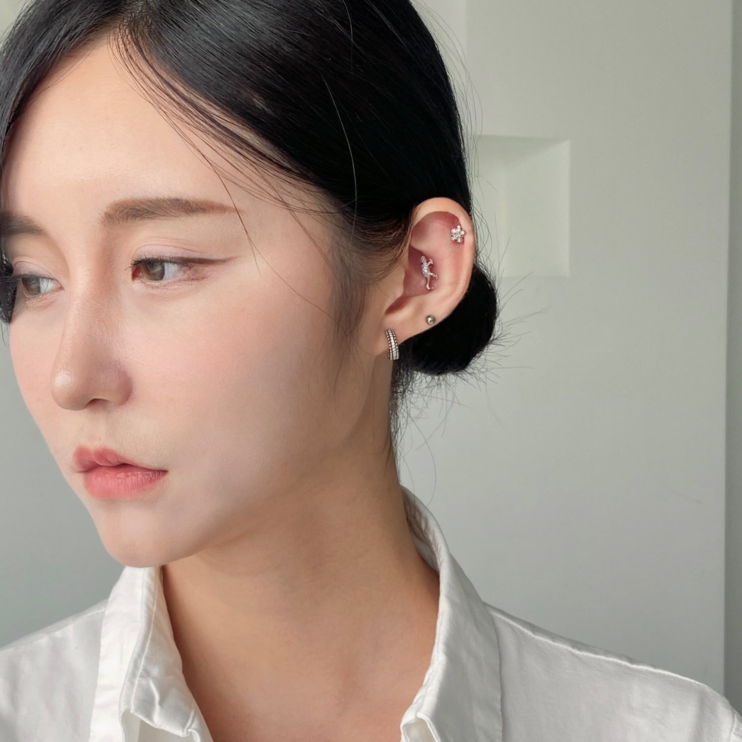 SET-026 キューティーフラワーキュービックトカゲシグメントリングピアスセット