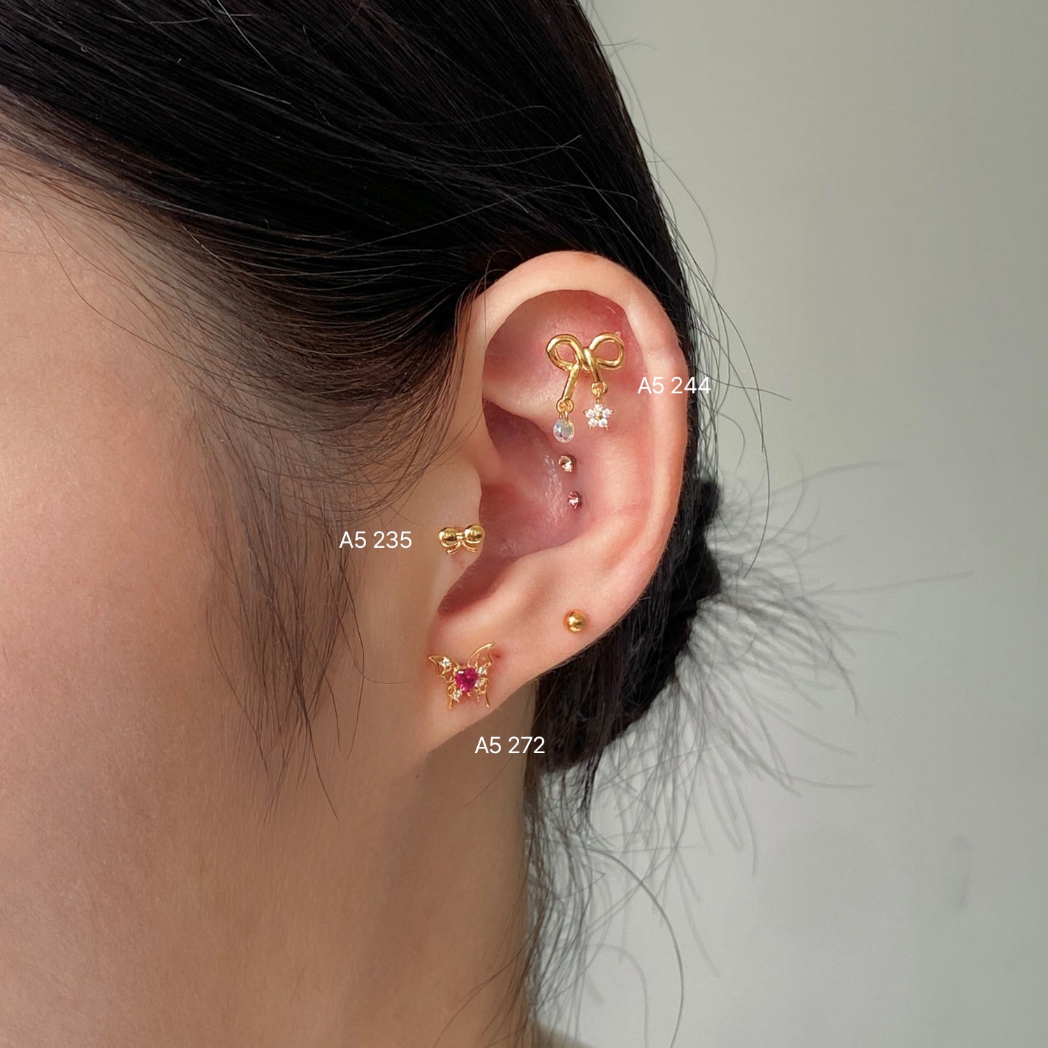 SET-047 ゴールド蝶パーティーポイントキュービックピアシンセット