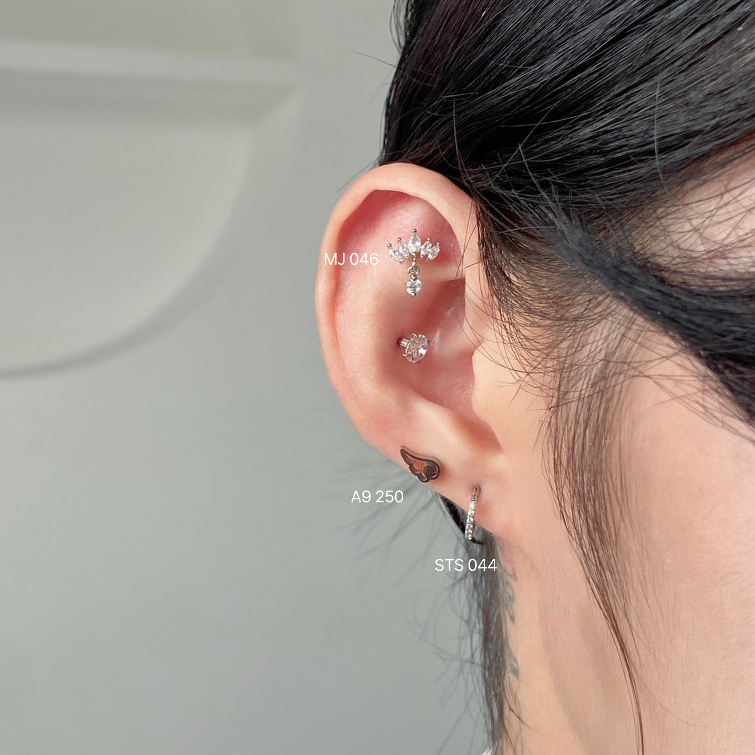 STS 044 サージカルキュービックシンプルセグメントリングピアス