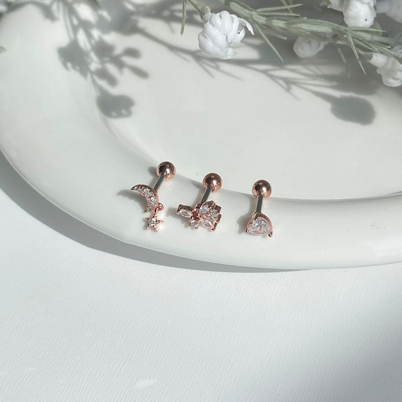 シンプル ハート キュービック ピアス (심플 하트 큐빅 피어싱)