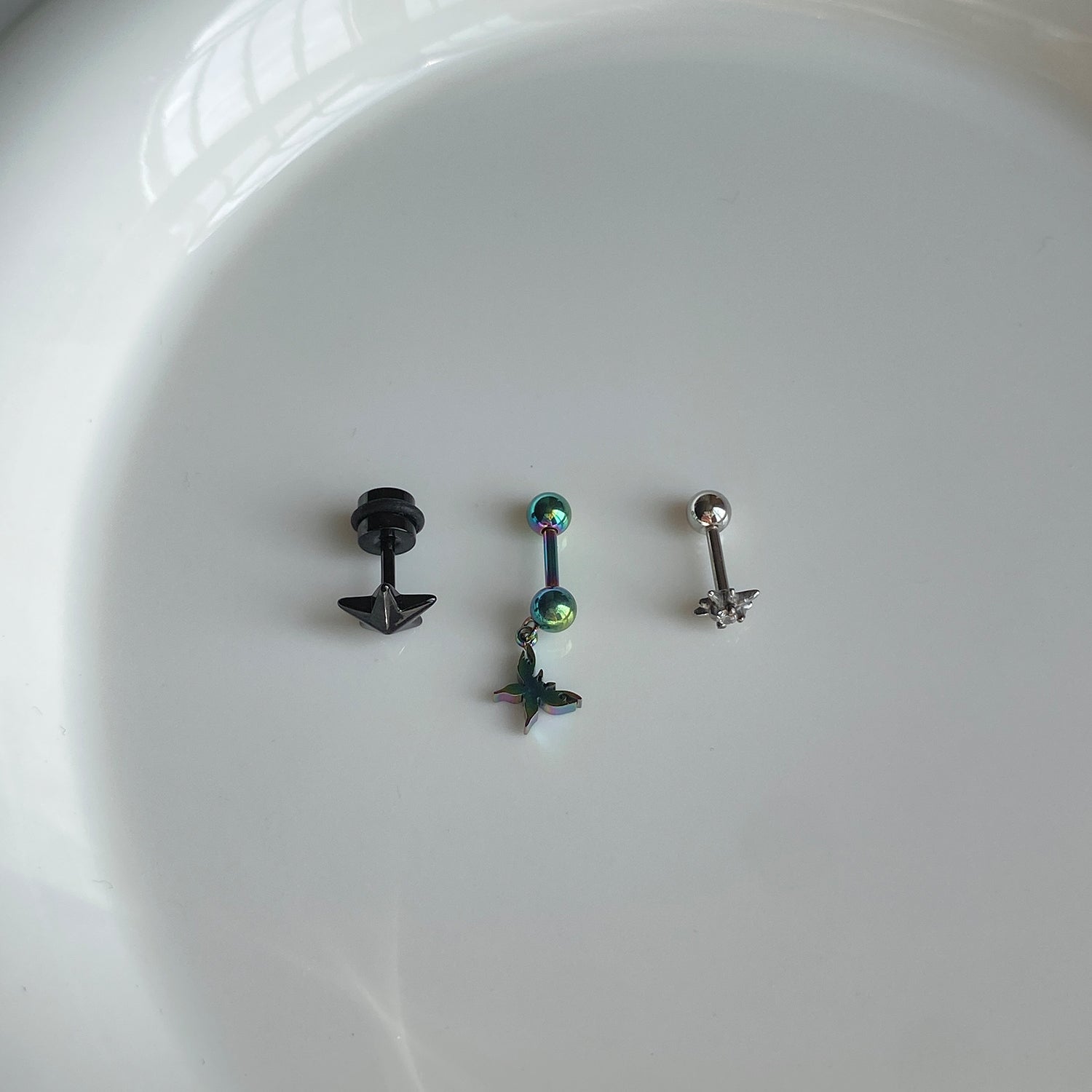 SET-057 ブラックスターオーロラ蝶ドロップピアスセット