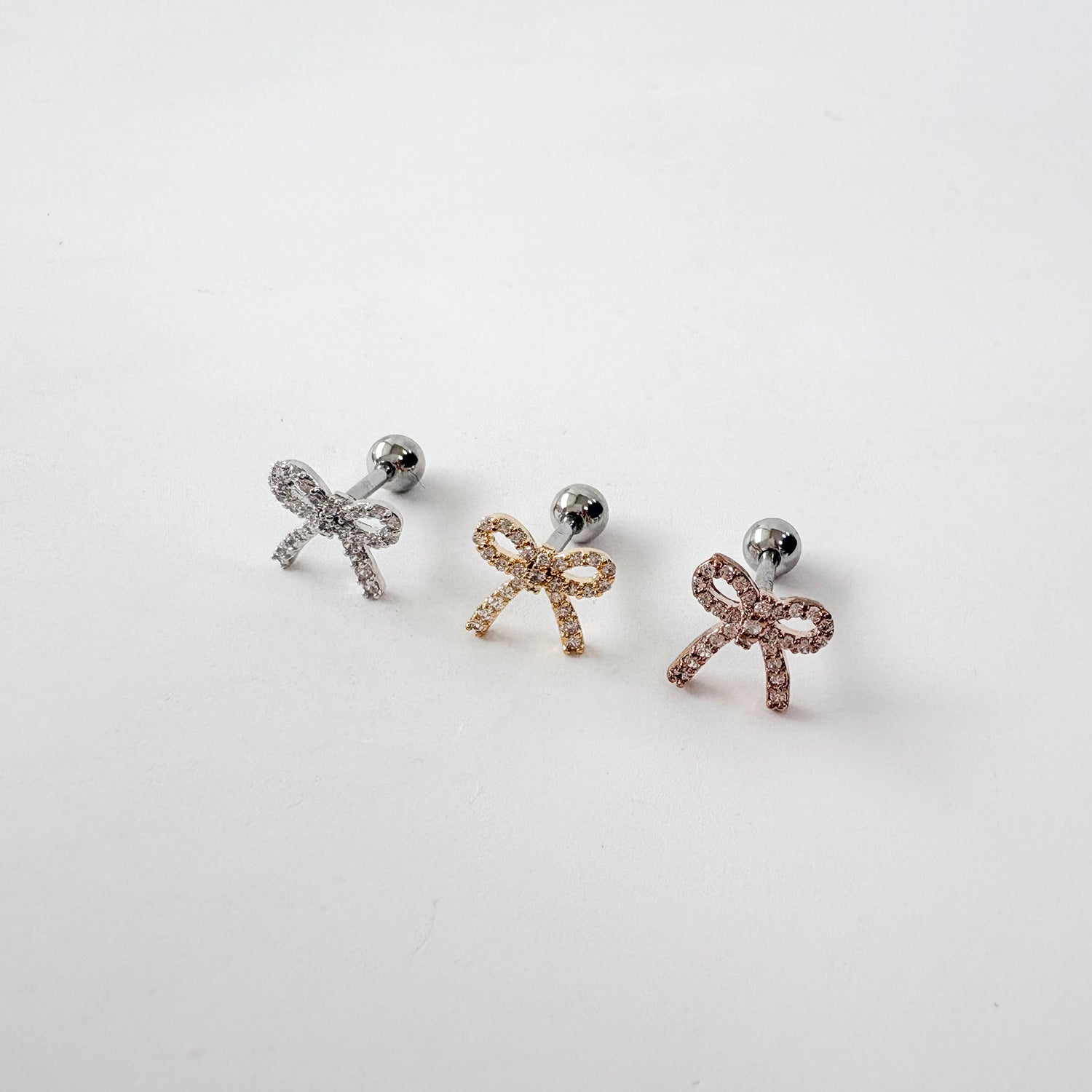 theminis リボン 真鍮 キュービックジルコニア ピアス ボディピアス mp 163
