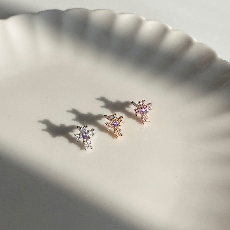 theminis クロス 真鍮 キュービックジルコニア ピアス 軟骨ピアス a5 260
