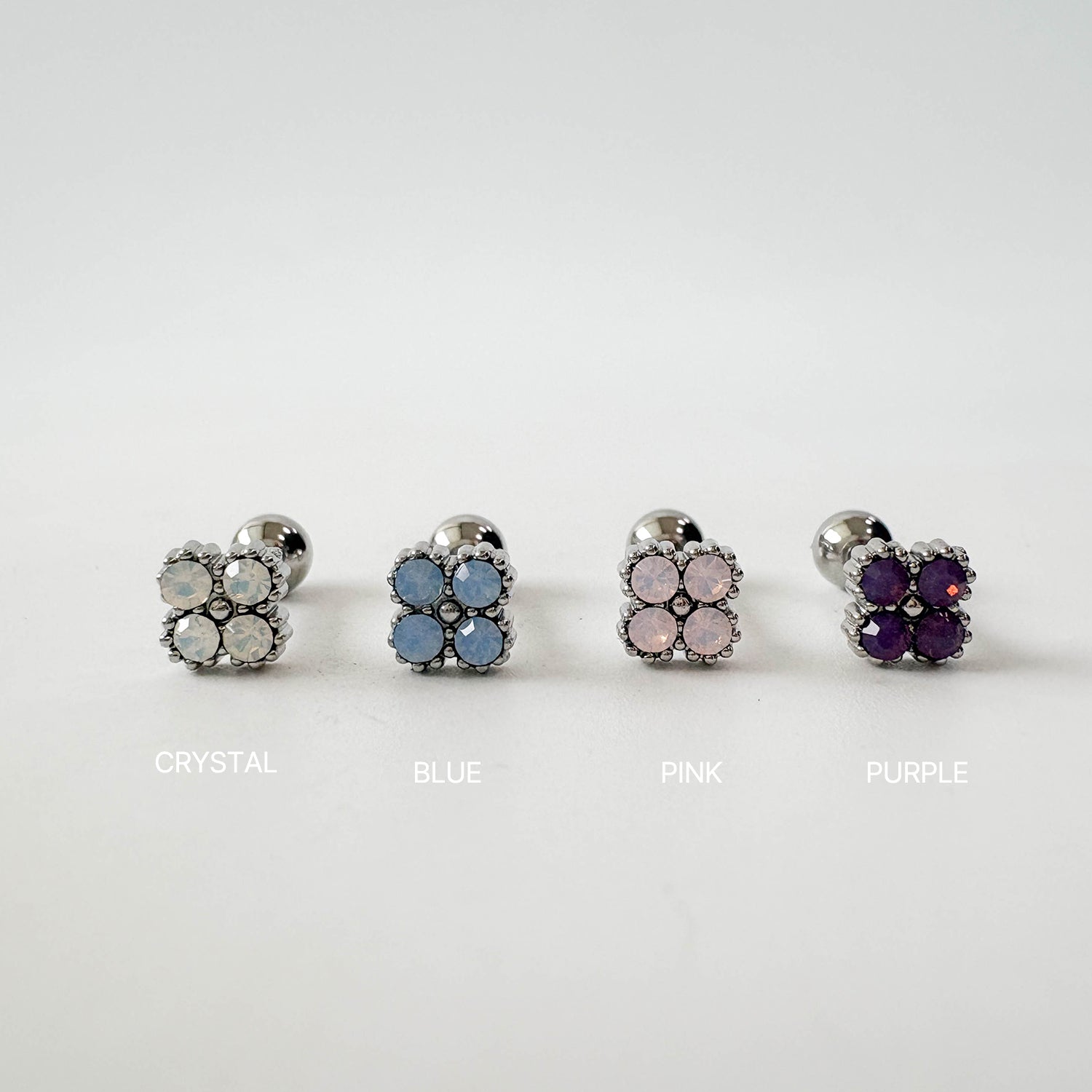theminis ミニ クローバー 真鍮 キュービックジルコニア ピアス 軟骨ピアス b3 057