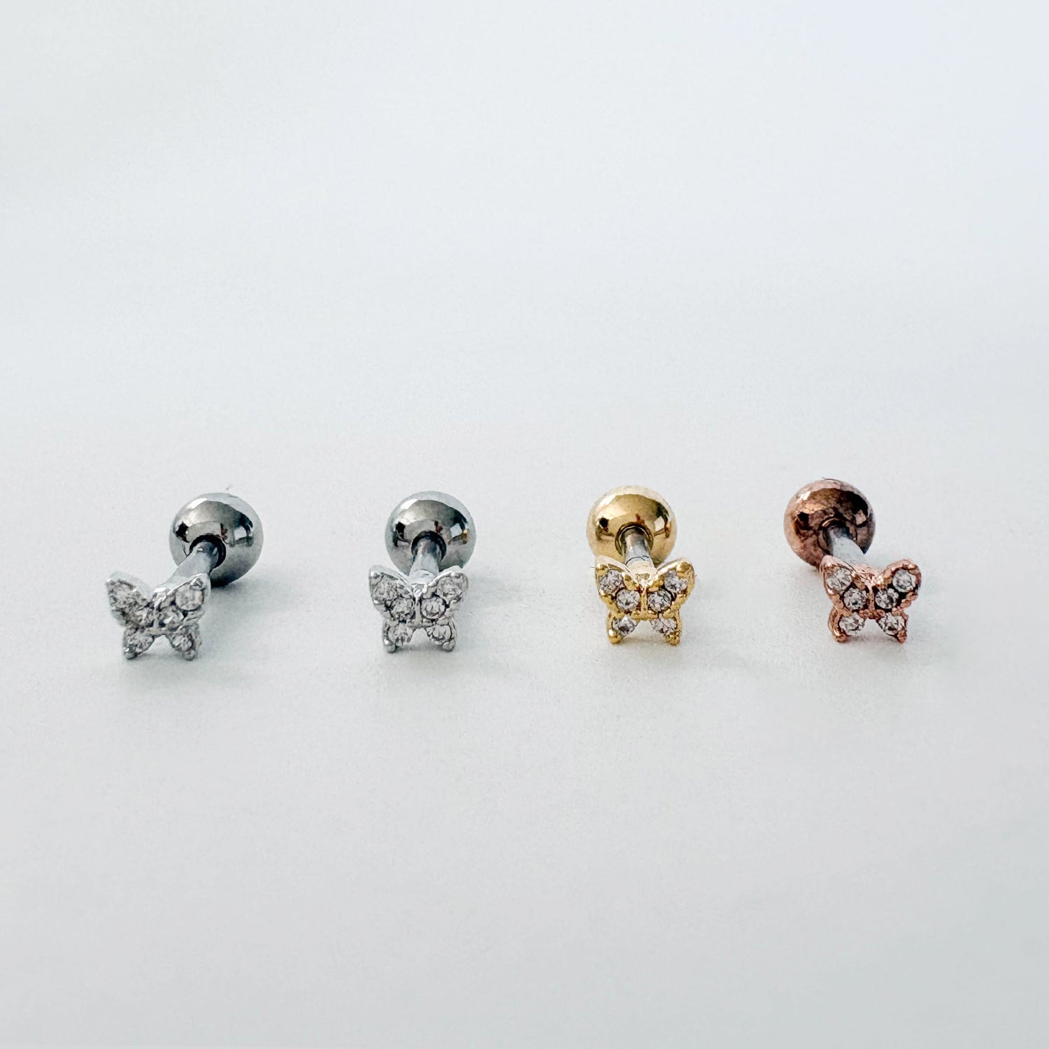theminis真鍮キュービックジルコニアイヤリング軟骨イヤリングバーベルキュービックイヤリング