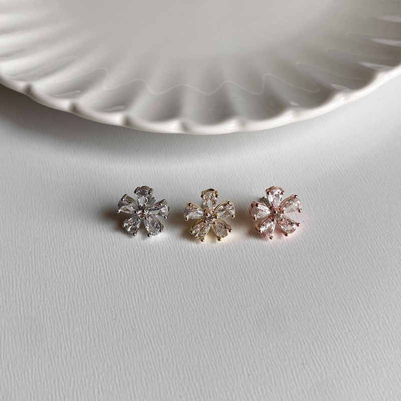 heminis フラワー 真鍮 キュービックジルコニア ピアス 軟骨ピアス mn 063