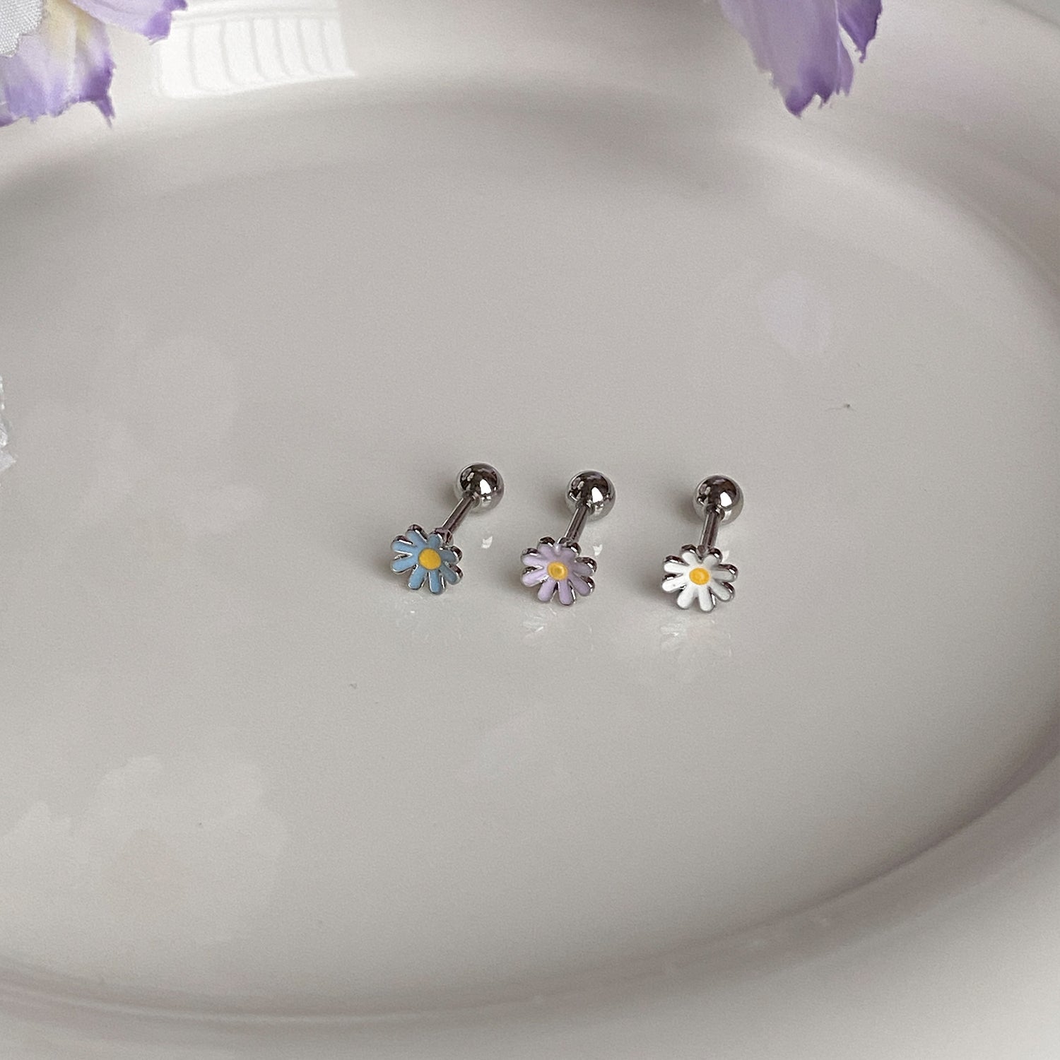 theminis フラワー 真鍮 エポキシ ピアス ボディピアス a8 128