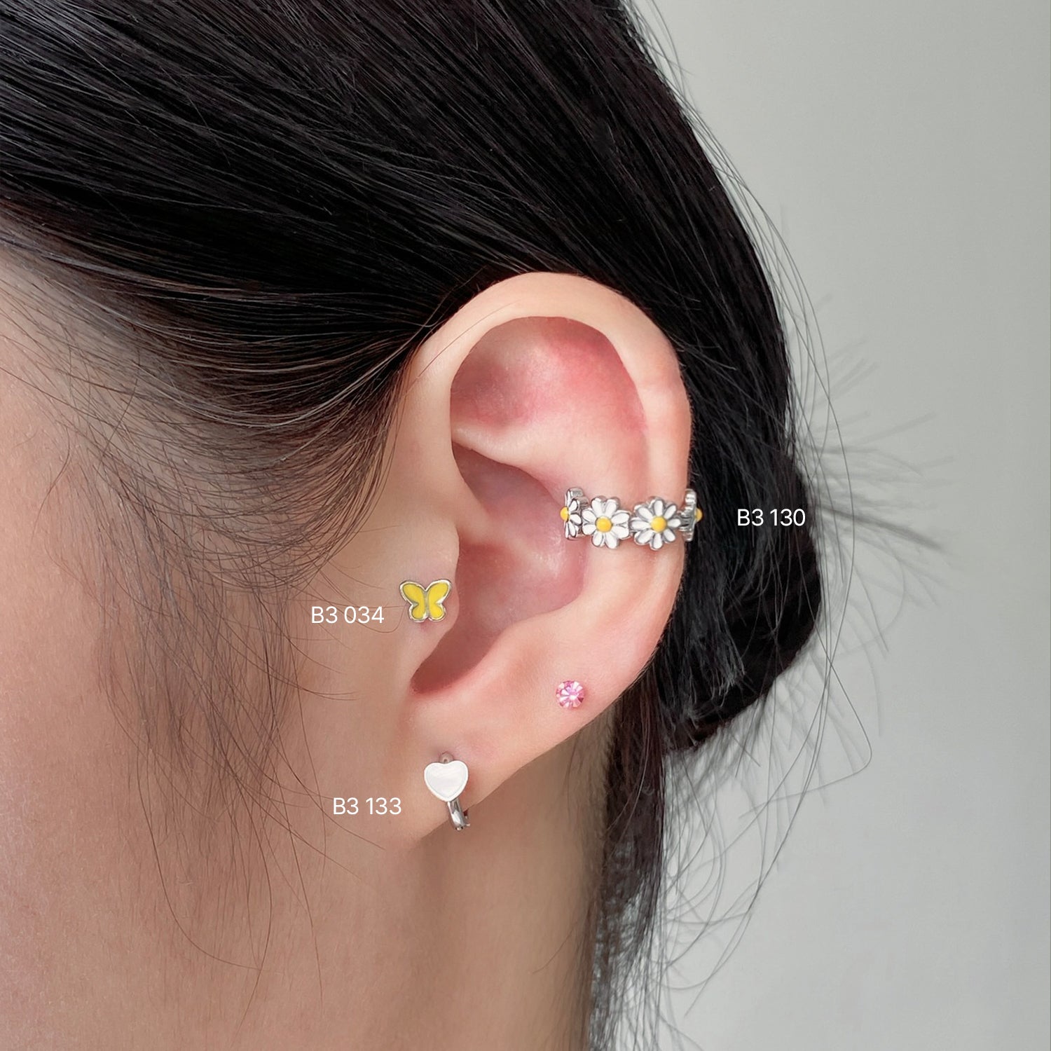 theminis フラワー リング サージカルステンレス ピアス ワンタッチピアス b3 130