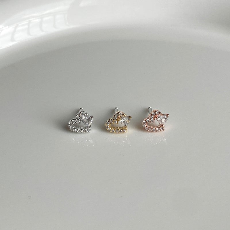 theminis ハート 真鍮 キュービックジルコニア ピアス 軟骨ピアス mp 129