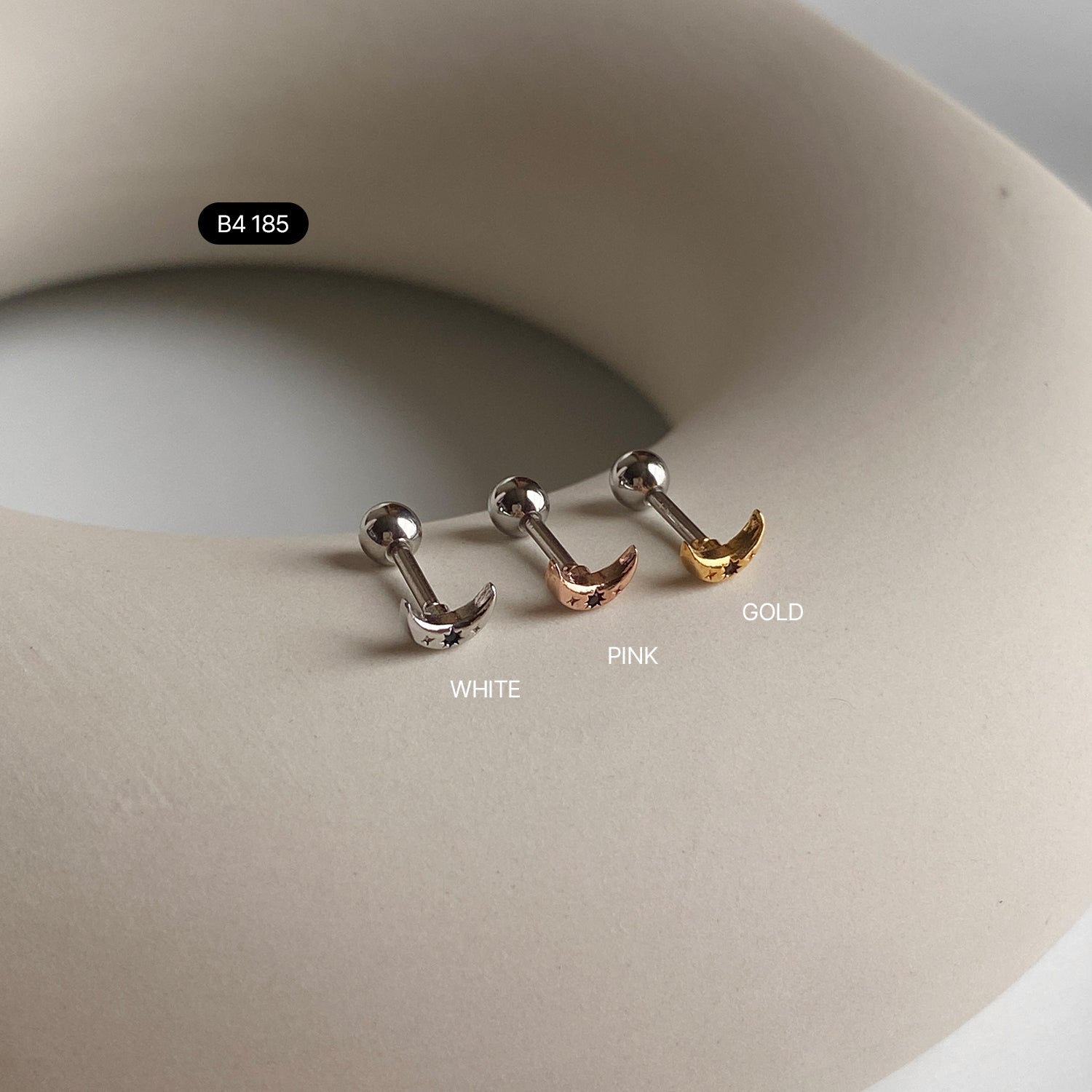 theminis ミニ ムーン キュービックジルコニアピアス ニッケルフリー b4 185