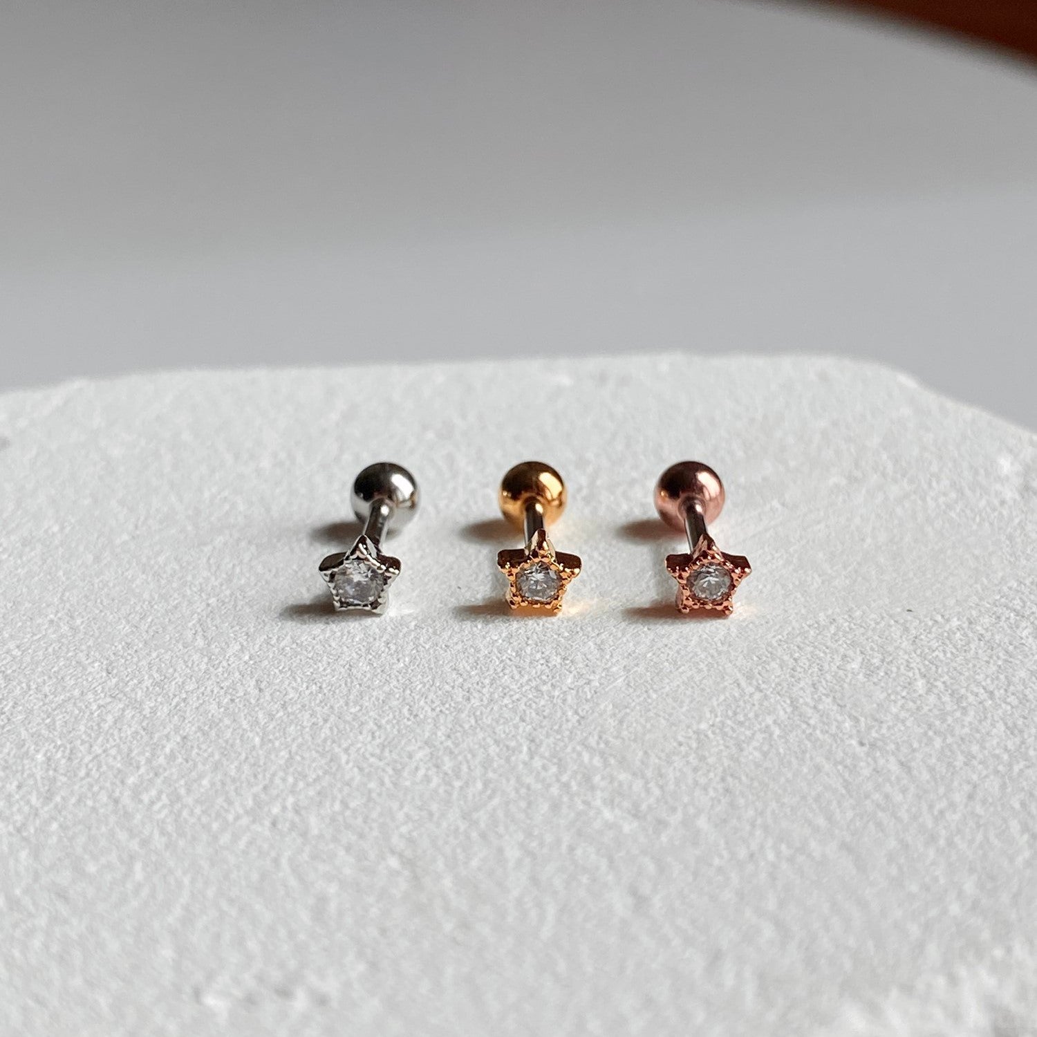 theminis ミニ スター 真鍮 キュービックジルコニア ピアス ミニピアス ms 024