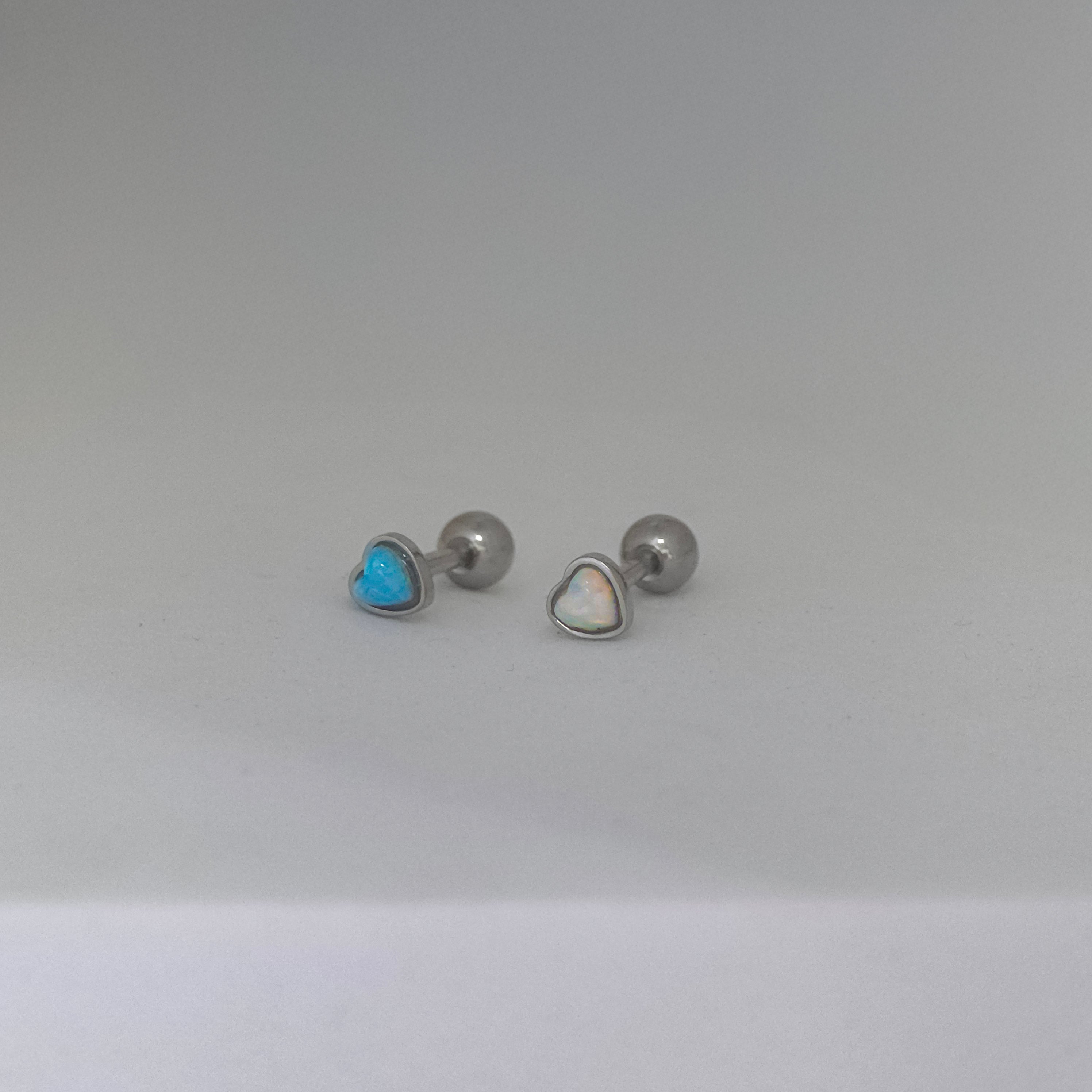 theminis ミニ ハート 真鍮 オパール ピアス 軟骨ピアス ミニピアス b3 086