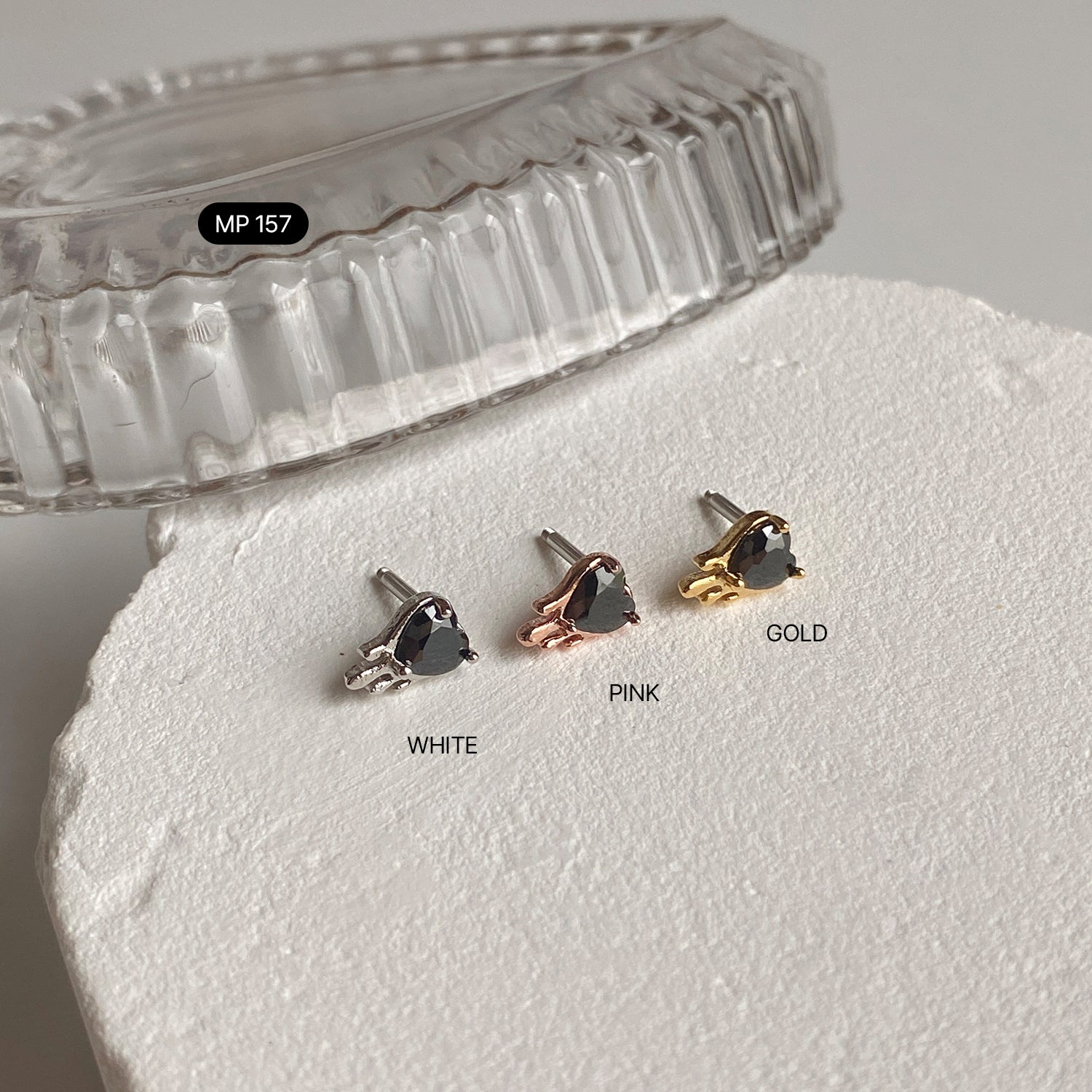 theminis 013 ピアス 3個セット ストーン ハート ピアス