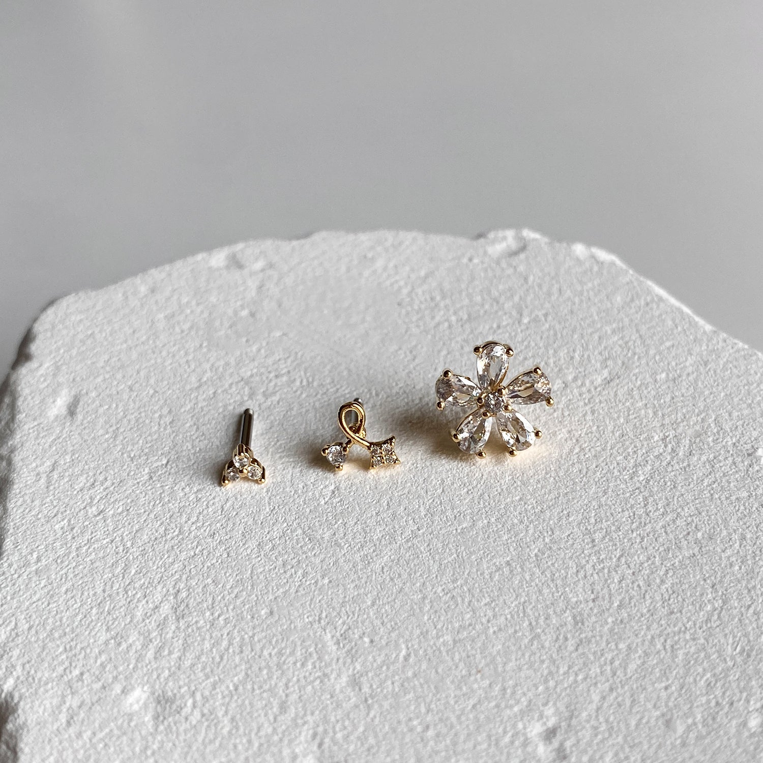theminis 046 ピアス 3個セット キュービックジルコニアピアス
