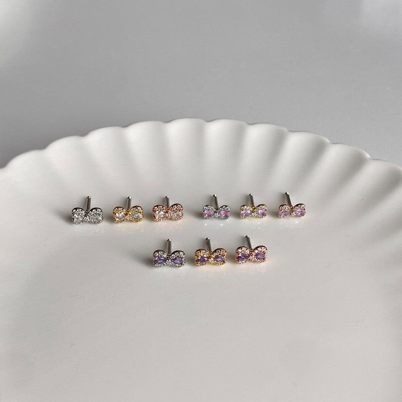 theminis リボン 真鍮 キュービックジルコニア ピアス 軟骨ピアス a8 160