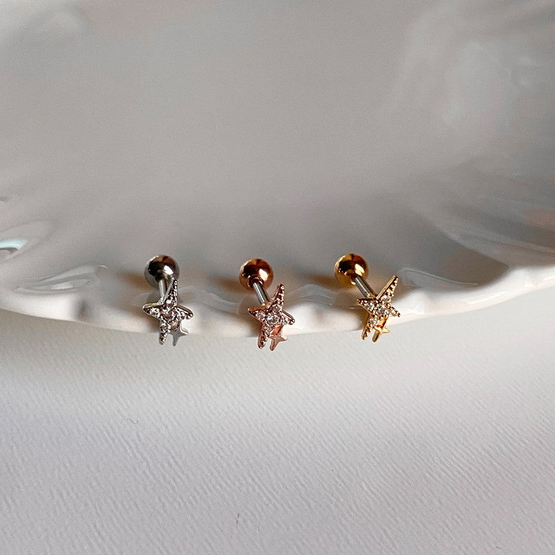 theminis スパークル 真鍮 キュービックジルコニア ピアス ボディピアス mn 177