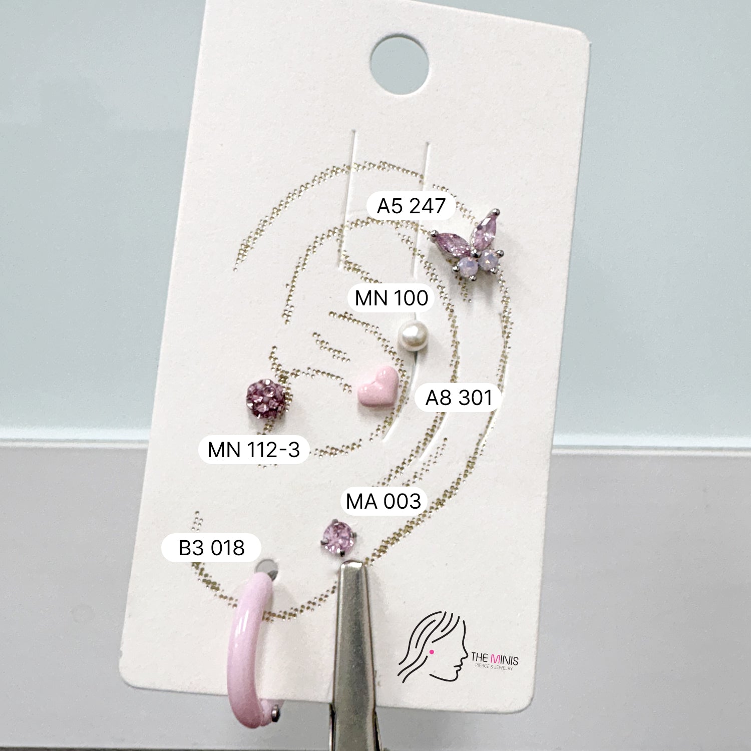 theminis スプリング 05 ピアス 6個セット パステルピンクカラー