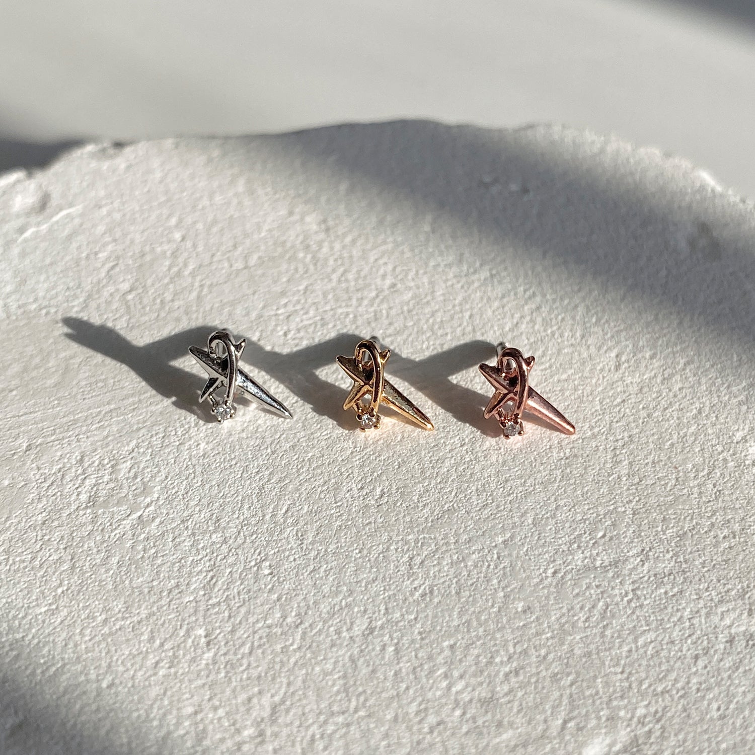 theminis スター サイクル 真鍮 キュービックジルコニア ピアス ボディピアス mj 037