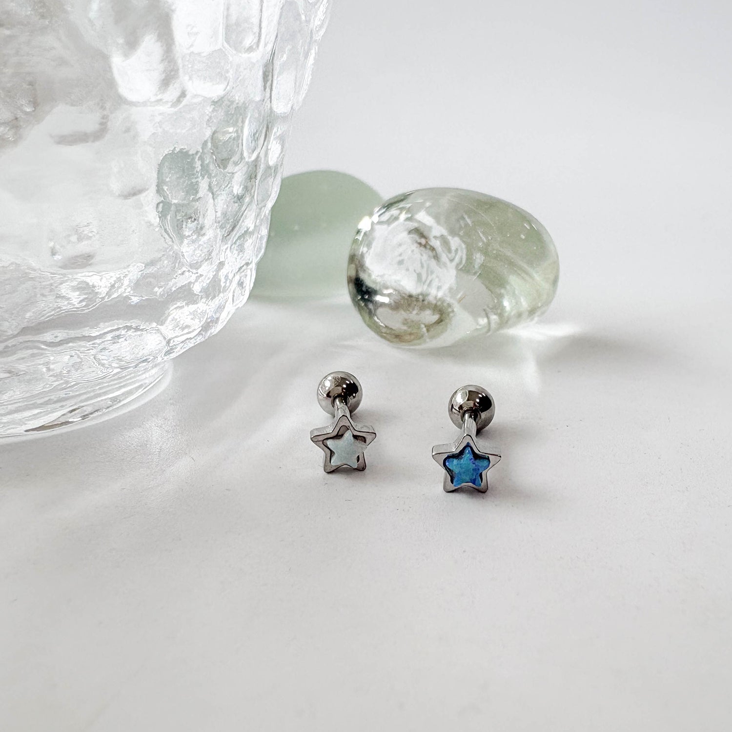 theminis スターオパール サージカルステンレス ピアス 金属アレルギー対応 b3 087