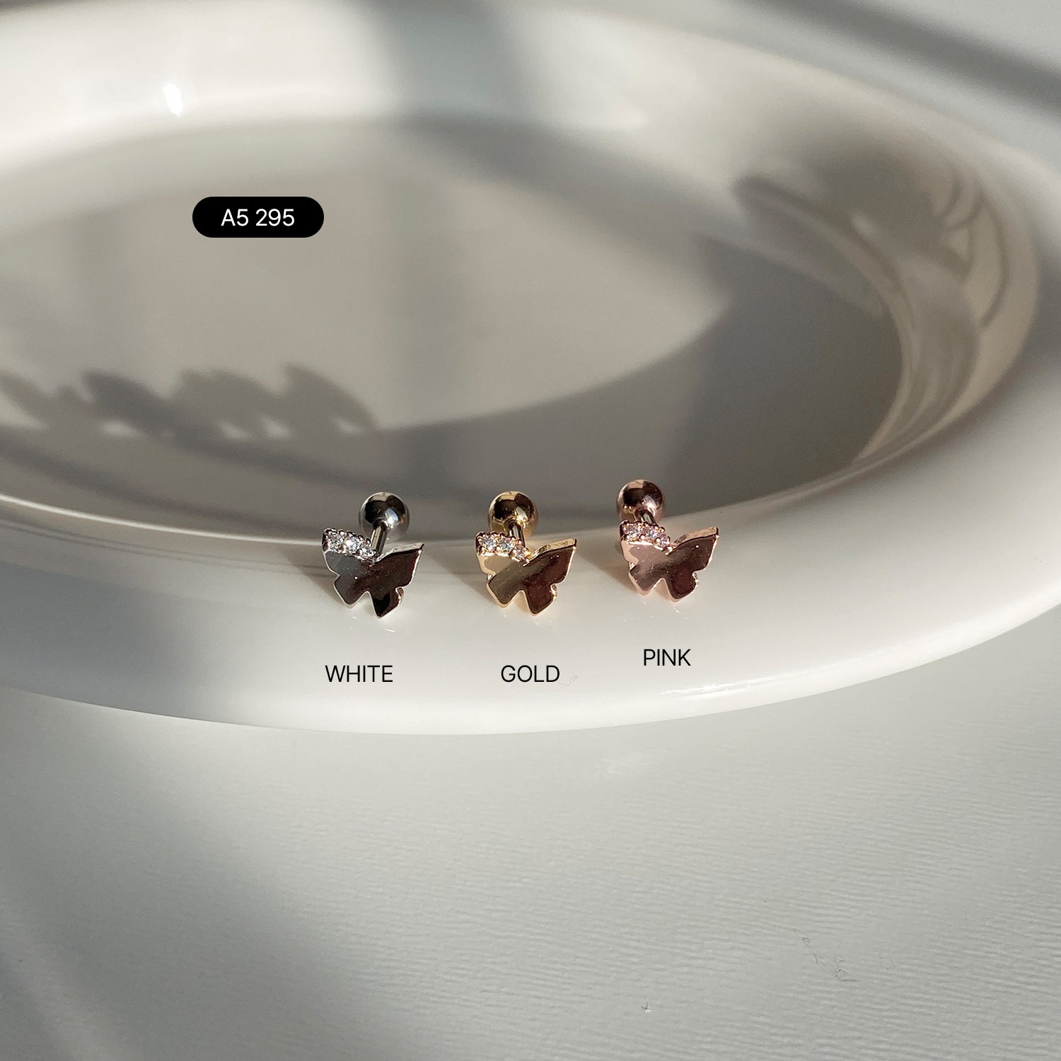 SET-077 螺鈿フラワードロップ蝶キュービックピアスセット