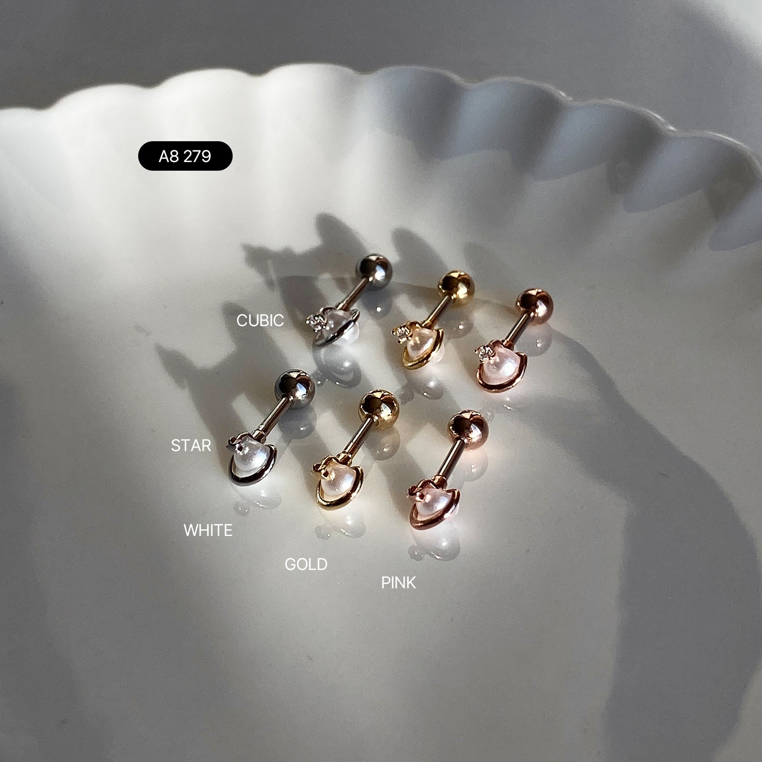 SET-035 ミニキュービックアクリル真珠コーディネートピアスセット