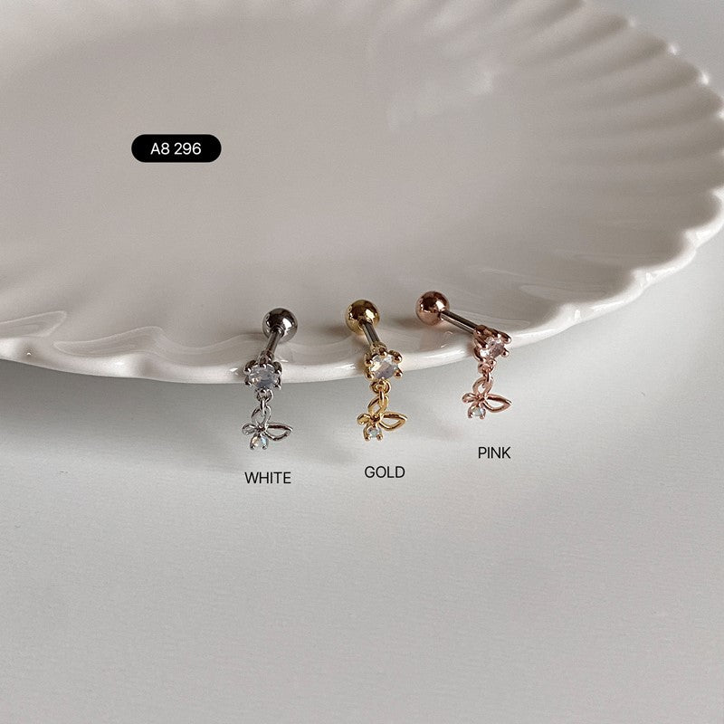 クリスタル キュービック フラワー ピアス (크리스탈 큐빅 플라워 피어싱)