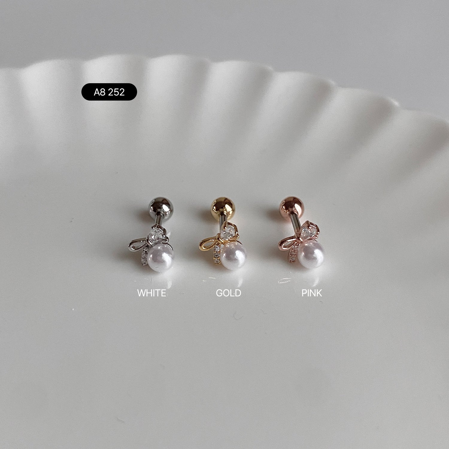 SET-070 エポキシフラワー蝶リボンキュービックピアスセット