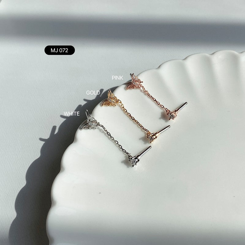 MJ 072 ドロップチェーン蝶ピアス