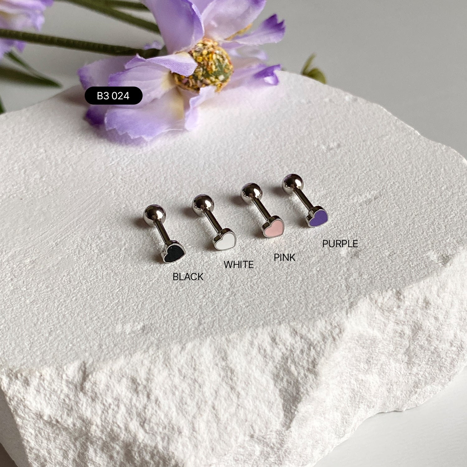 B3 024 パステル エポキシ ハートピアス