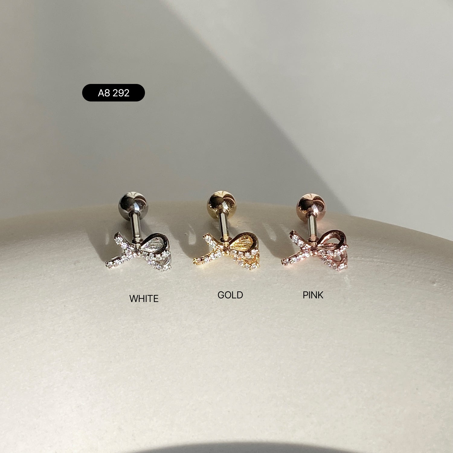 SET-081 シンプルキュービックリボンシグメントリングピアスセット