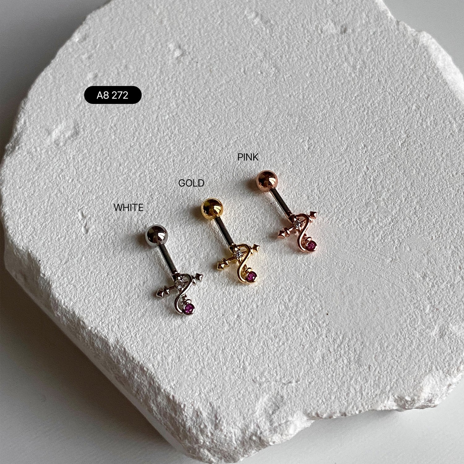 SET-030 ヘリックスクロスソードダブルリングキュービックピアスセット