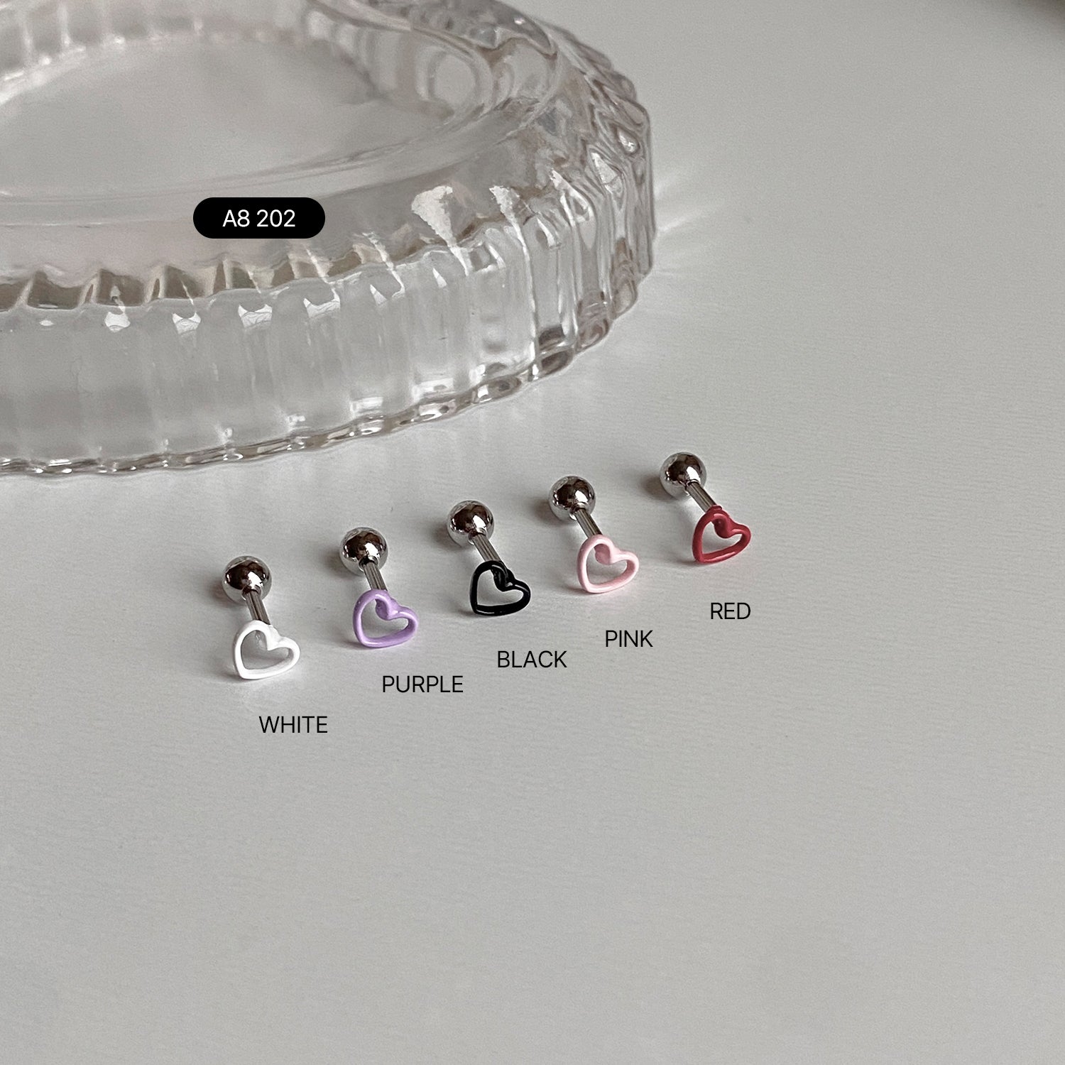A8 202 エポキシラインカラーハートピアス
